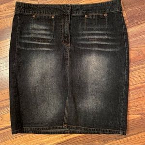 Copper Key Distressed Denim Skirt